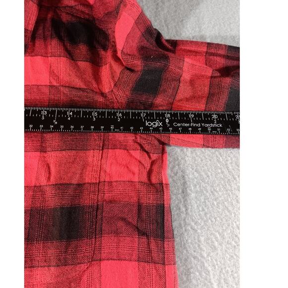 Athleta Red Black Buffalo Plaid Flannel Shirt Women’s xs Button Down Casual - Picture 3 of 6